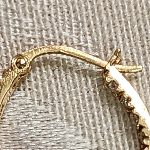 Vintage 90s Sterling Silver 925 Gold Plated  Textured Hoop Earrings - Picture 10 of 12